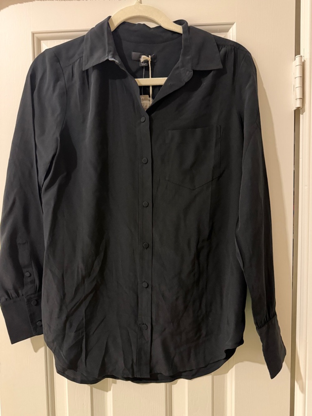 J. Crew Navy Button-Up Silky Blouse